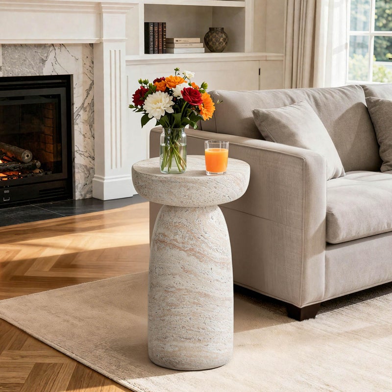 Ultym 24" Large Side Table Outdoor, Modern Geometric Pedestal End Table, Multi-Functional & Decorative Coffee Table, Accent Table, Planter Stand for Garden Patio Porch Balcony or Living Room Decor - Image 1