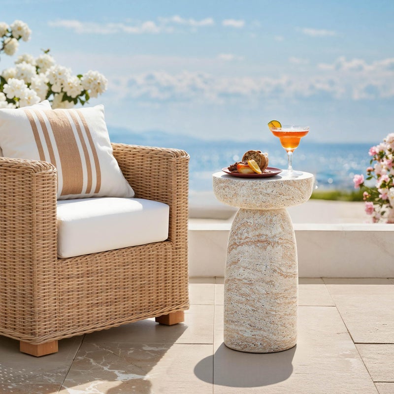Ultym 24" Large Side Table Outdoor, Modern Geometric Pedestal End Table, Multi-Functional & Decorative Coffee Table, Accent Table, Planter Stand for Garden Patio Porch Balcony or Living Room Decor - Image 4