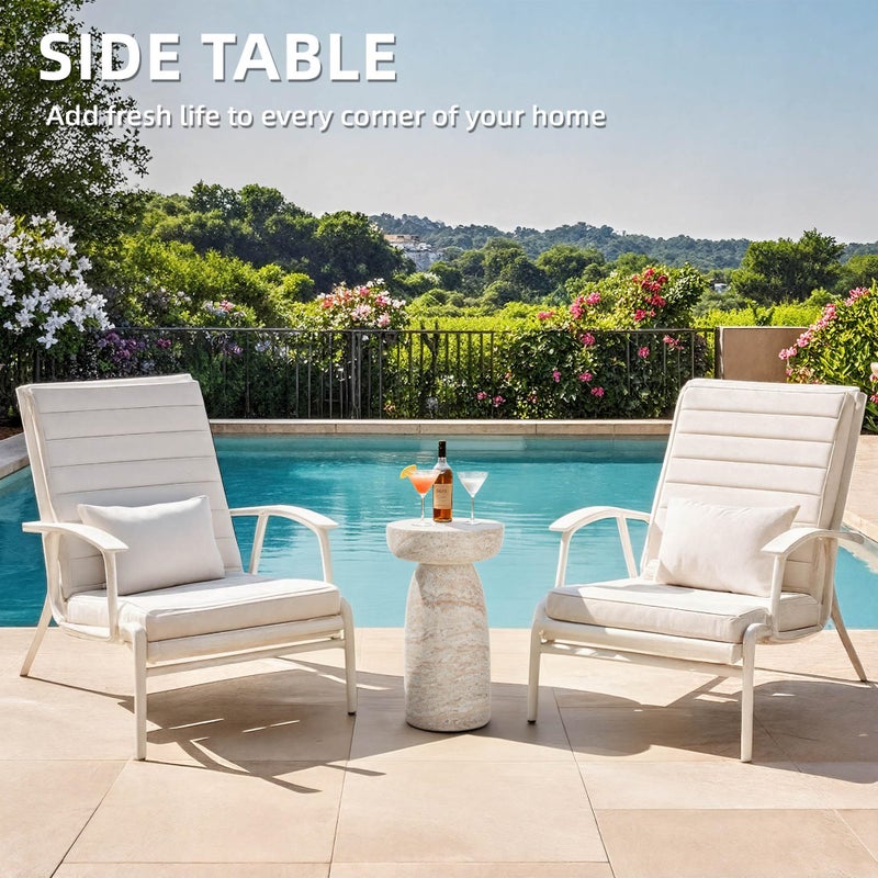 Ultym 24" Large Side Table Outdoor, Modern Geometric Pedestal End Table, Multi-Functional & Decorative Coffee Table, Accent Table, Planter Stand for Garden Patio Porch Balcony or Living Room Decor - Image 3