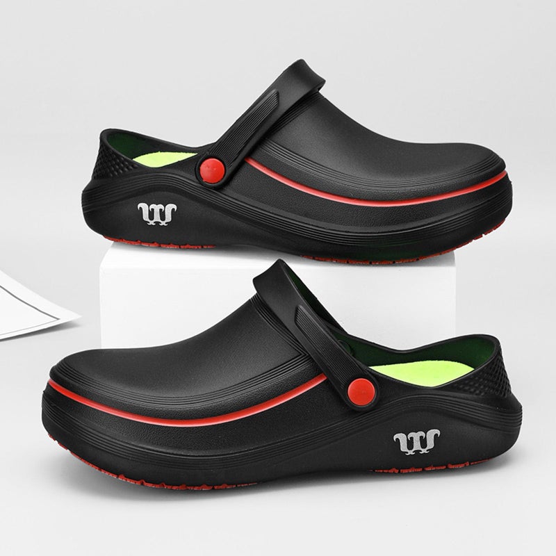 SECHRITE Men's and Women's Work Clogs - Unisex Garden Chef Shoes for Women and Men Non Slip Waterproof Slip on Mules Nurse Kitchen Food Service Restaurant Shoes Zapatos de Chef Cocina Black 39-40 - Image 5