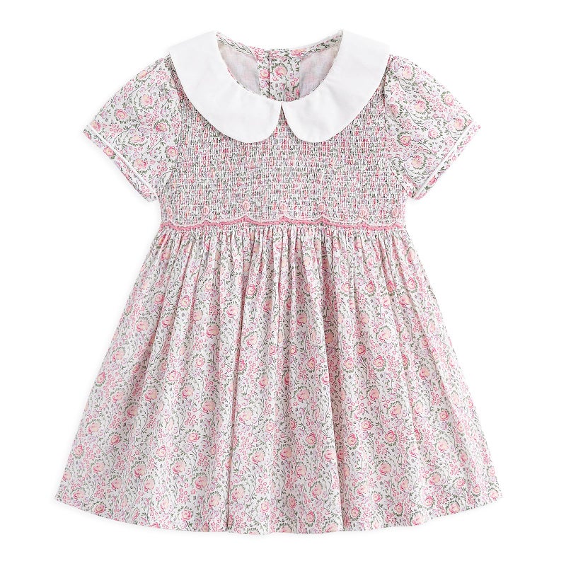 Simplee kids Baby Girls Floral Dress Infant Toddler Girls Outfits Summer Casual Dresses for 3 Years (Light Pink) - Image 1