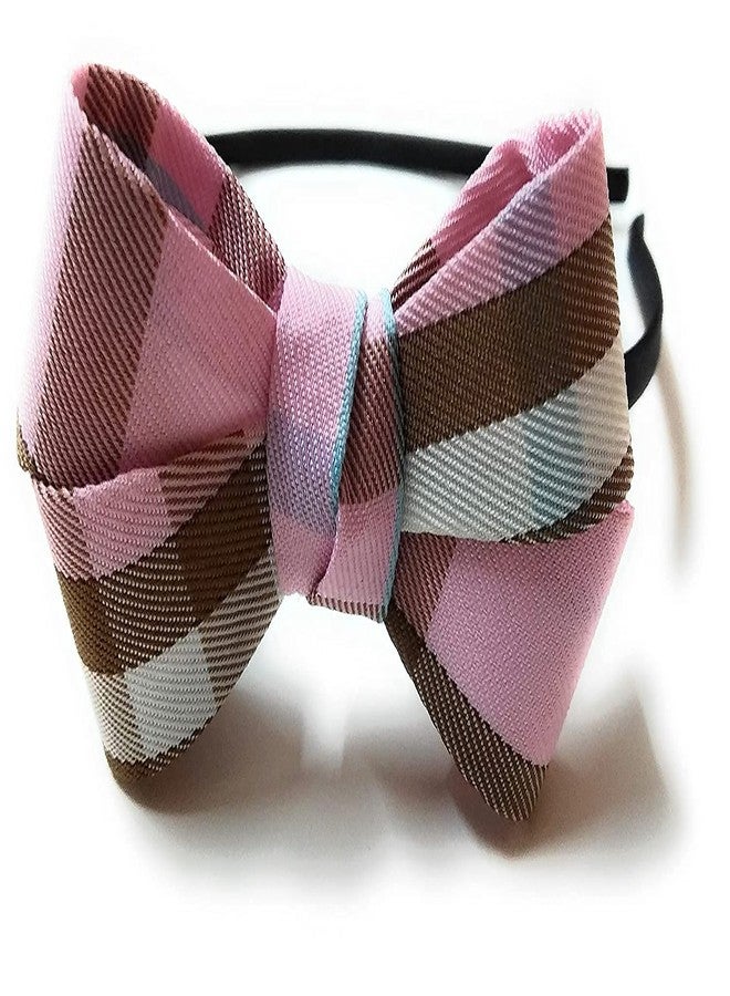 كرونيكس إكسسوارات شعر من كرونكس، فيونكات عقدة بنقشة مربعات مثبتة على طوق شعر بلاستيكي للأطفال والفتيات والنساء. عبوة من 6 قطع - Image 2