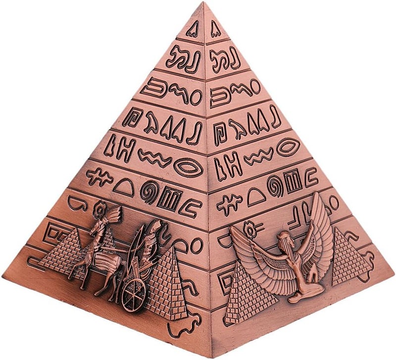 klarako Egyptian Landmark Metal Pyramids Statue Home Decor Gift Table Shelf Ornament Copper - Image 3