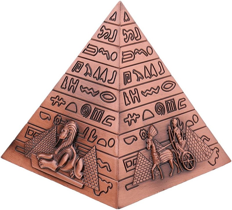 klarako Egyptian Landmark Metal Pyramids Statue Home Decor Gift Table Shelf Ornament Copper - Image 1