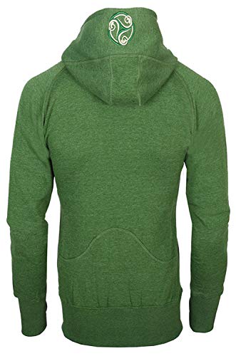 Malham Ladies Irish Zipper Hoodie with Triskele - Front Pockets - 100% Cotton (16-18 Years) Green - Image 2
