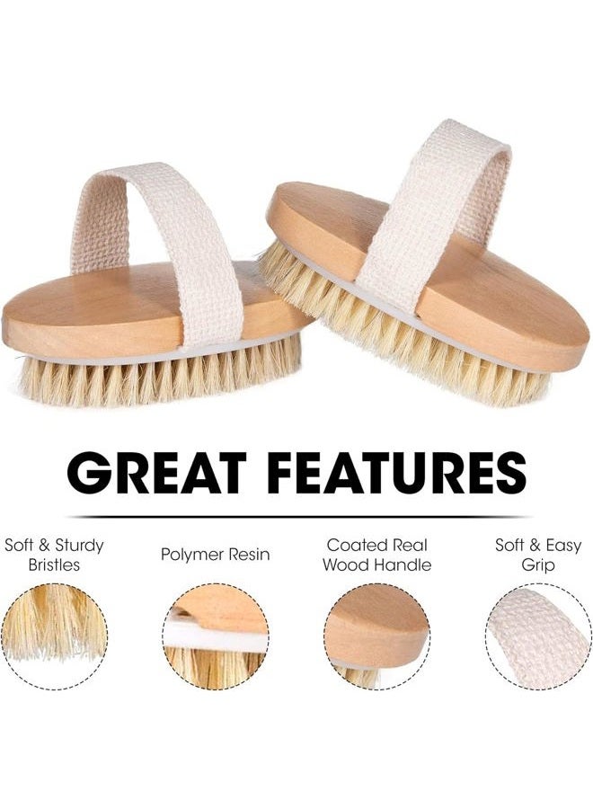 Opaz Dry Body Brush 2 Pack Natural Bristle for Dry Skin - Exfoliator Scrubber - Wet or Dry Scrub Smooth Cellulite - Stimulate Blood Flow - Image 2