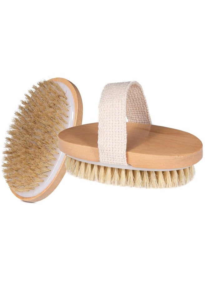 Opaz Dry Body Brush 2 Pack Natural Bristle for Dry Skin - Exfoliator Scrubber - Wet or Dry Scrub Smooth Cellulite - Stimulate Blood Flow - Image 1