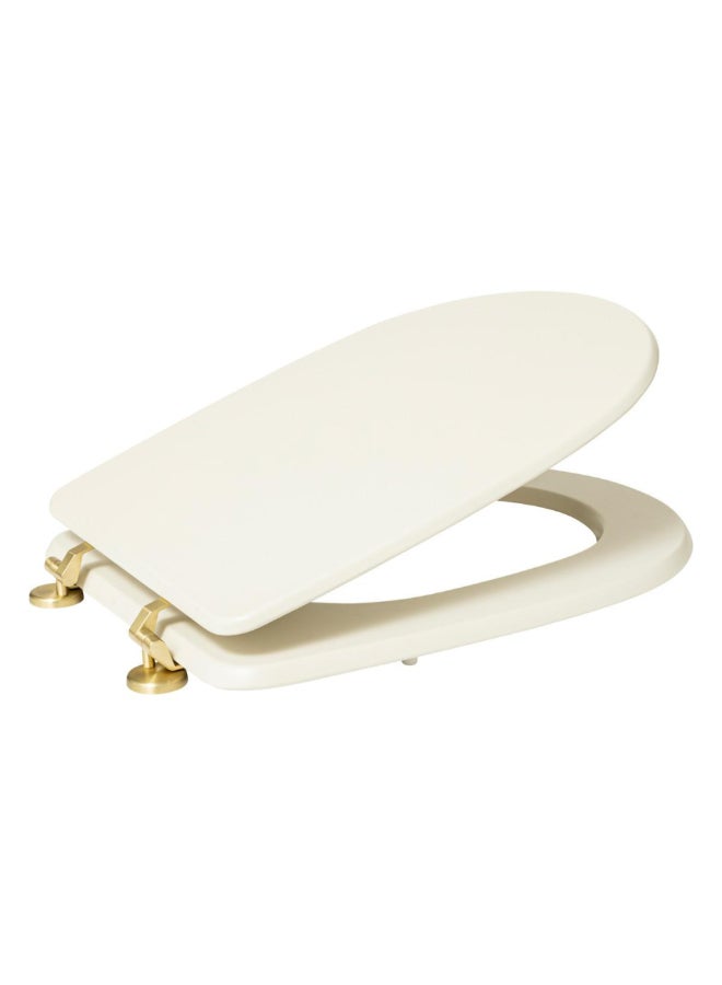 حامل ماكينة تحضير ديو مقعد مرحاض خشبي أنيق عاجي وذهبي 4.5 x 36 x 49 سم 200165A - Image 3