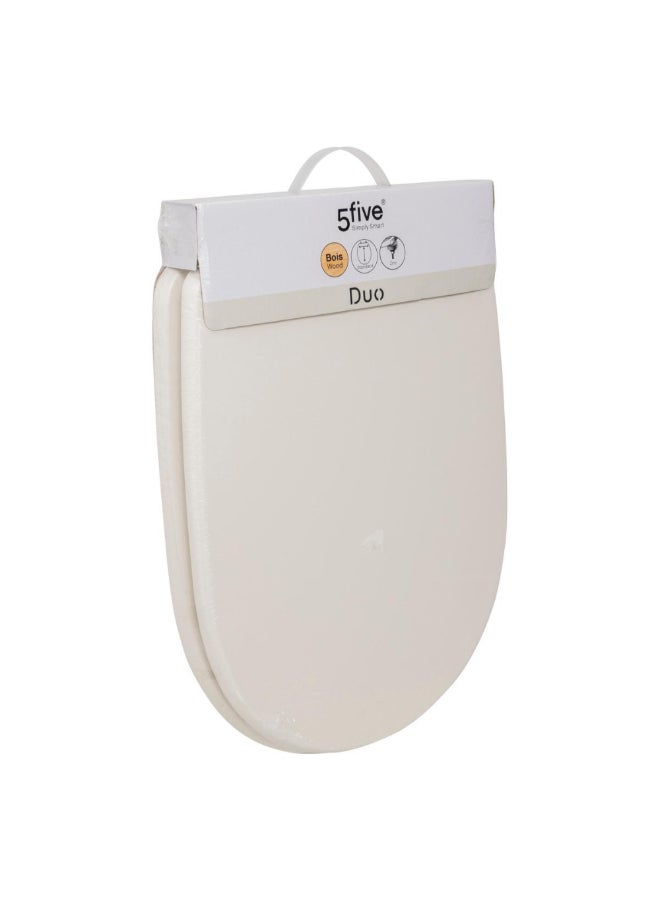 حامل ماكينة تحضير ديو مقعد مرحاض خشبي أنيق عاجي وذهبي 4.5 x 36 x 49 سم 200165A - Image 2