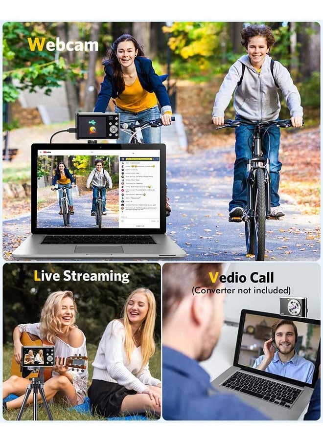 إيكويكام كاميرا رقمية، كاميرا رقمية بدقة 4K للتصوير مع عدسة أمامية وخلفية، كاميرا فيديو بدقة 48 ميجابكسل مع تركيز تلقائي وتقريب 16X، كاميرات رقمية سريعة الالتقاط مع بطاقة 64 جيجابايت  - Image 5