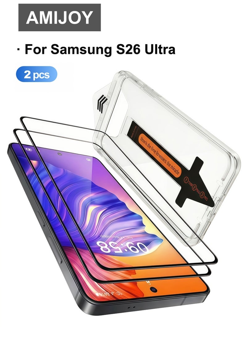 AMIJOY 2-Pack Samsung Galaxy S26 Ultra Screen Protector with Auto Alignment Kit , 9H+ Tempered Glass, Easy Installation, Scratch Resistant, Mil-Grade Screen Guard for Samsung S26 Ultra - Image 1