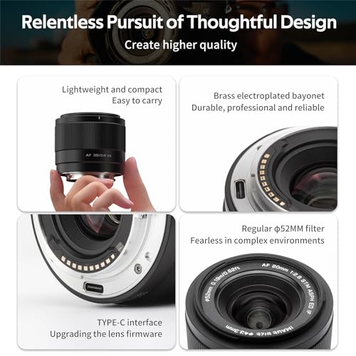 VILTROX عدسة فيلتروكس 20 مم F2.8 FE لعدسات سوني E Mount، عدسة بزاوية واسعة AF 20 مم f/2.8 E Mount كاملة الإطار متوافقة مع سوني ألفا a7 a7III a7R a7RII I a7RIV a7S a7SII a9 a7C a6700 zv-e100 a6600 a6400 - Image 5