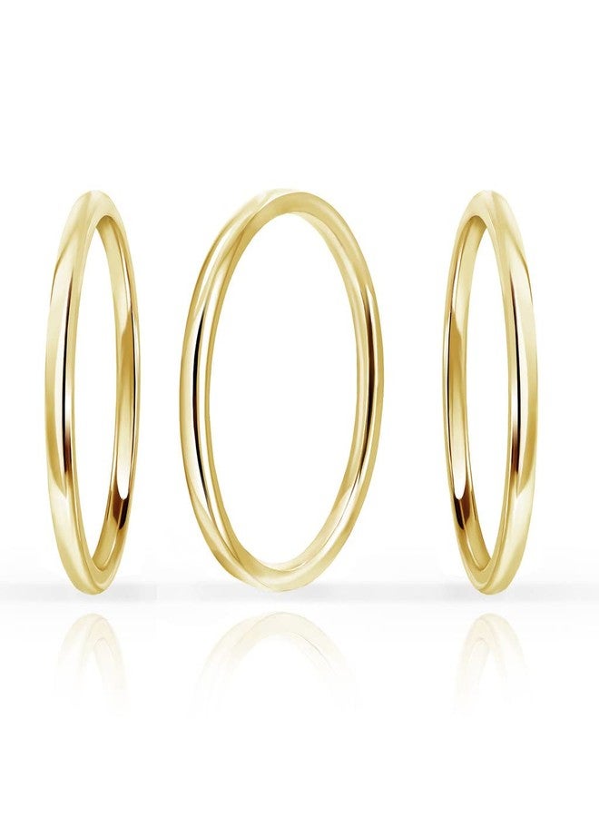 SILVERLINE JEWELRY 2mm Stainless Steel Comfort Fit Unisex Wedding Engagement Band Stacking Ring Set of 3 Rings/Gold, Size 6.5 - Image 1