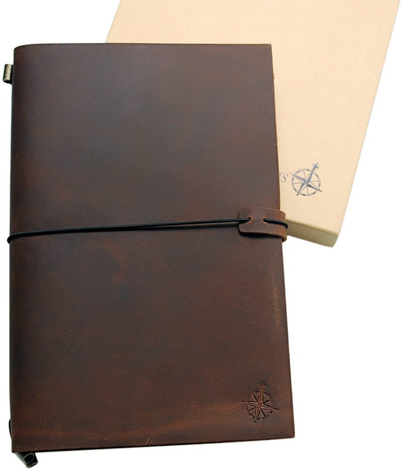 WANDERINGS Large Travelers Notebook - 7.5"x11" / 19cm x 28cm - Grande Travel Journal, Handcrafted, Rugged, Refillable Leather Journal. Perfect for Writing, Artwork, Scrapbooking - Image 4