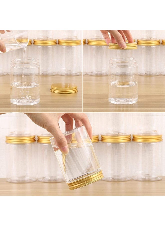 ALSAQER الساقر 12 قطعة زجاجة فارغة سعة 500 مل عبوات بلاستيكية شفافة مع أغطية ذهبية لتخزين الطعام في المنزل حاويات دائرية للحلويات، التوابل، البسكويت - Image 3