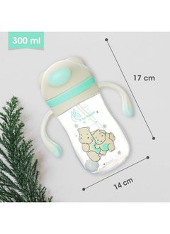 أر فور رابيت زجاجة شرب من R for Rabbit Premium Hippo Baby Straw Sipper | 10 أونصة سائلة | كوب شرب مضاد للانسكاب مع شفاطة سيليكون ناعمة خالية من مادة BPA وغير سامة للأطفال الرضع أو الأطفال بعمر 12 شهرًا - (300 مل، أخضر)  - Image 2