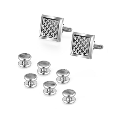 UJOY Cufflinks and Tuxedo Studs Set White Fashion Accessories for Men in Gift Box - Image 2