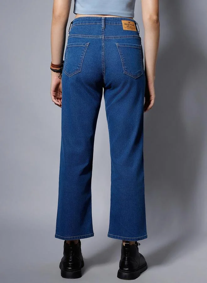 HIGH STAR High Rise Plain Regular Fit Jeans by Styli
