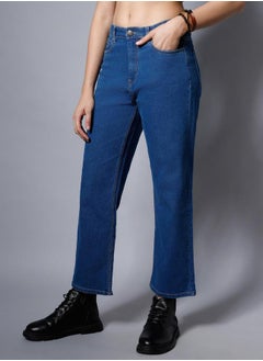 HIGH STAR High Rise Plain Regular Fit Jeans by Styli  - Image 2