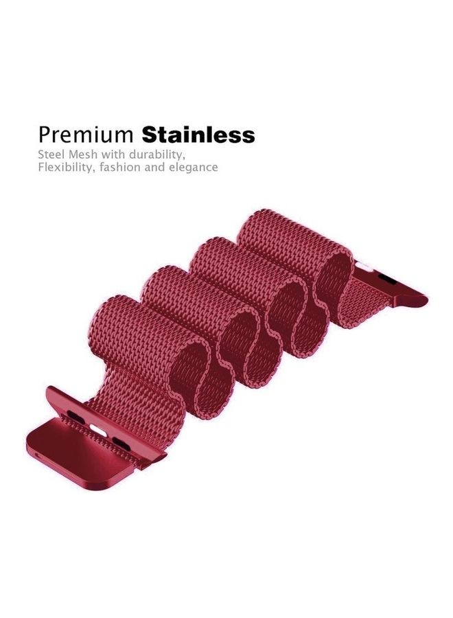 BGM Milanese Loop Magnetic Band For Apple Watch Series 6/SE/5/4 40mm 3/2/1 38mm Tea Red - Image 5