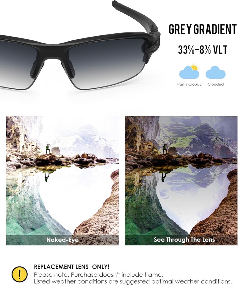 BLAZERBUCK Replacement Lenses & Sock Kit for Oakley Flak 2.0 OO9295 - Grey Gradient Polarized - Image 3