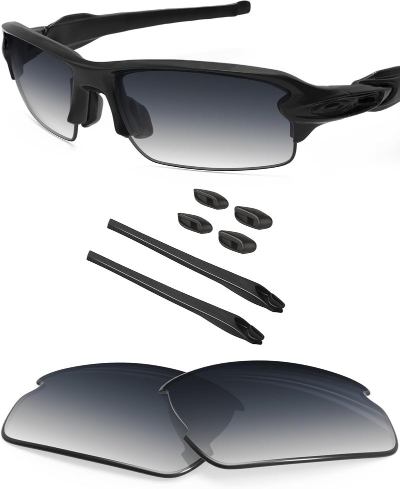 BLAZERBUCK Replacement Lenses & Sock Kit for Oakley Flak 2.0 OO9295 - Grey Gradient Polarized - Image 1