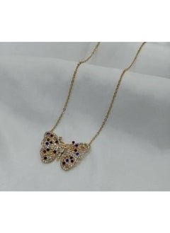 Generic Gold color necklace for women and girls, one size, copper butterfly shape 