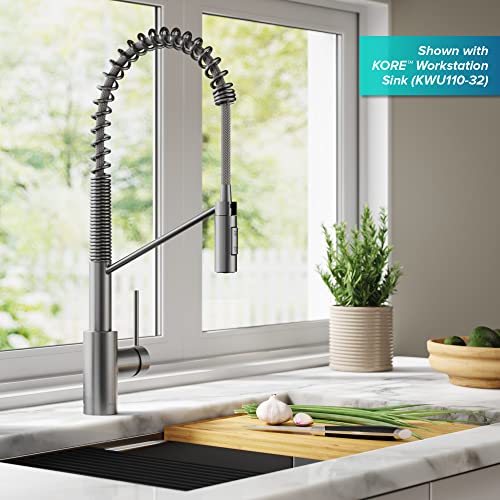 KRAUS Oletto Commercial Style Single Handle Pull Down Kitchen Faucet with QuickDock Top Mount Installation Assembly in Spot Free Stainless Steel, KPF-2631SFS - Image 3