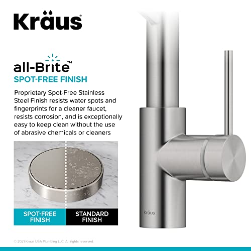 KRAUS Oletto Commercial Style Single Handle Pull Down Kitchen Faucet with QuickDock Top Mount Installation Assembly in Spot Free Stainless Steel, KPF-2631SFS - Image 5