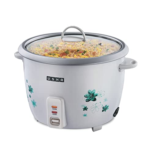 USHA RC18GS1 Steamer 700 Watt Automatic Rice Cooker 1.8 litres with Powerful Heating Element, Keep Rice Warm for 5 Hrs, Steamer, Trivet Plate & More Accessories, 5 Yrs Warranty (White) - Image 3
