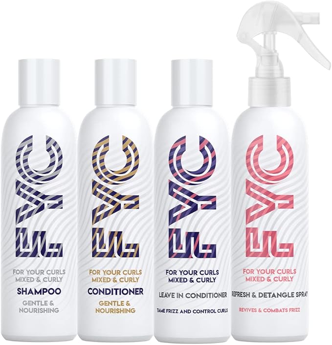 FYC Curly Hair Care Bundle 4 x 250ml Shampoo Conditioner LeaveIn Detangle Spray Hydrates Nourishes Scalp Tames Frizz SulphateFree Vegan SalonQuality for Curly Coily Hair - Image 1