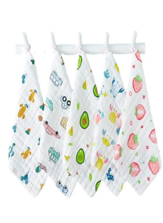 Closecret Muslin Bath Washcloths 100% Muslin Cotton 25 x 25 cm Extra Soft and Absorbent Hankies Baby Muslin Napkins for Boys Girls (Pack of 5) White - Image 1