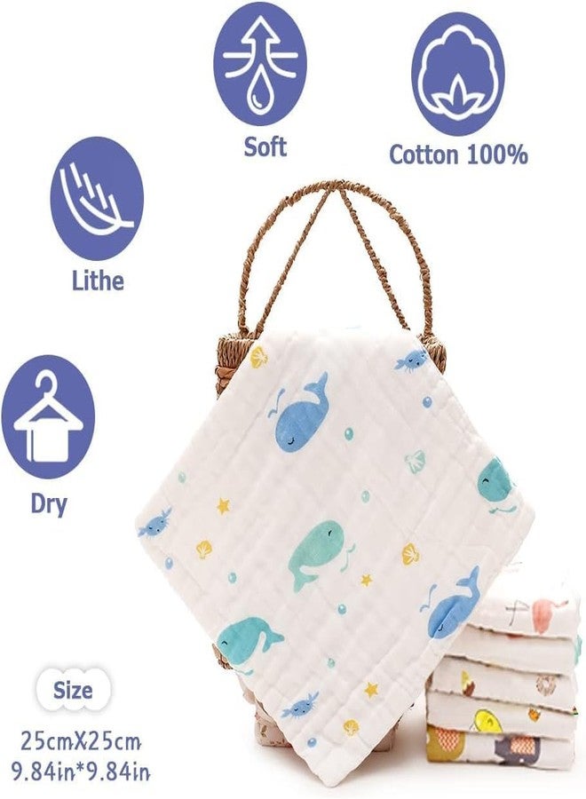 Closecret Muslin Bath Washcloths 100% Muslin Cotton 25 x 25 cm Extra Soft and Absorbent Hankies Baby Muslin Napkins for Boys Girls (Pack of 5) White - Image 2