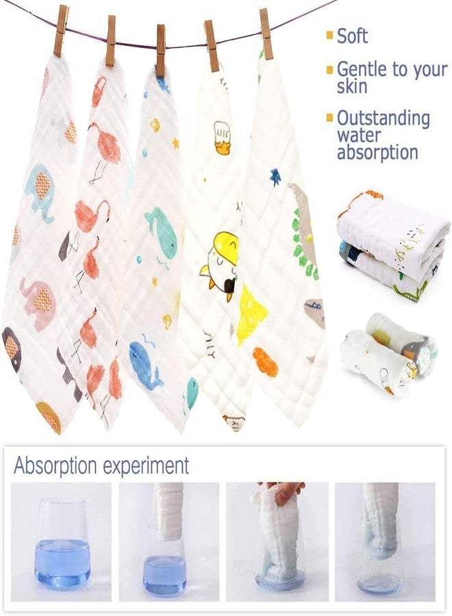 Closecret Muslin Bath Washcloths 100% Muslin Cotton 25 x 25 cm Extra Soft and Absorbent Hankies Baby Muslin Napkins for Boys Girls (Pack of 5) White - Image 3