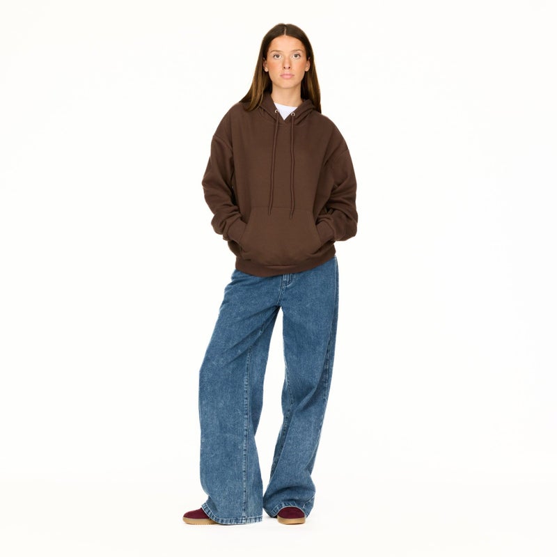 Forever 21 Women's Oversized Fleece Hoodie â€“ Cozy Pullover Sweatshirt with Kangaroo Pocket and Drawstring Hood, Soft Cotton Blend for Loungewear, Streetwear & Casual Comfort, Brown, Medium - Image 2