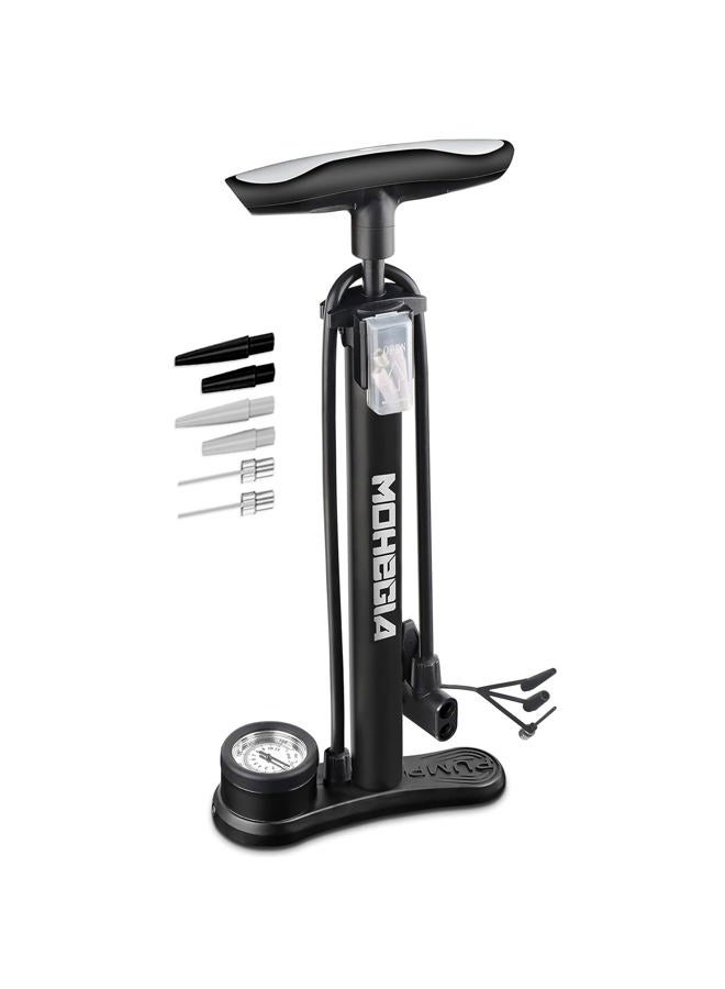 MOHEGIA Bike Floor Pump with Gauge,Air Bicycle Pump Inflator with High Pressure 160 PSI,Fits Schrader and Presta Valve - Image 1