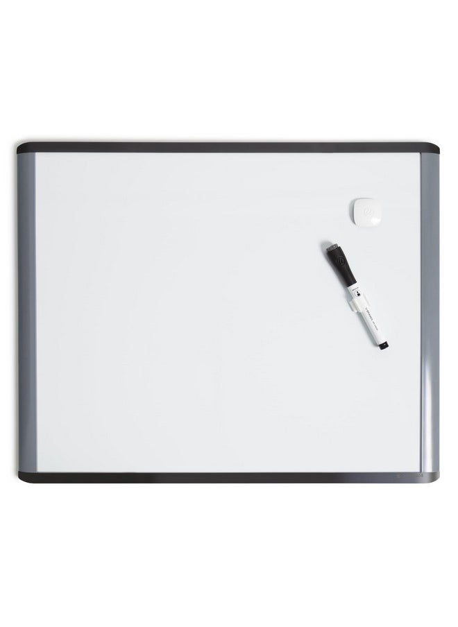 U Brands Magnetic Dry Erase Board, 20"X16", Black And Grey Frame, Includes Marker And Magnet  - Image 1