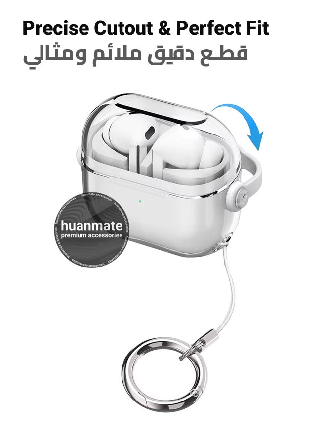 huanmate Samsung Galaxy Buds 3 Pro Premium Protection Case Cover - Clear/White - Lightweight, Stylish Design, Accurate Cut-outs - Easy to Install & Remove - Durable Shield for Your Samsung Galaxy Buds 3 Pro - Image 2
