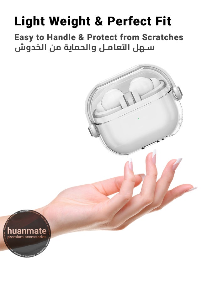 huanmate Samsung Galaxy Buds 3 Pro Premium Protection Case Cover - Clear/White - Lightweight, Stylish Design, Accurate Cut-outs - Easy to Install & Remove - Durable Shield for Your Samsung Galaxy Buds 3 Pro - Image 3