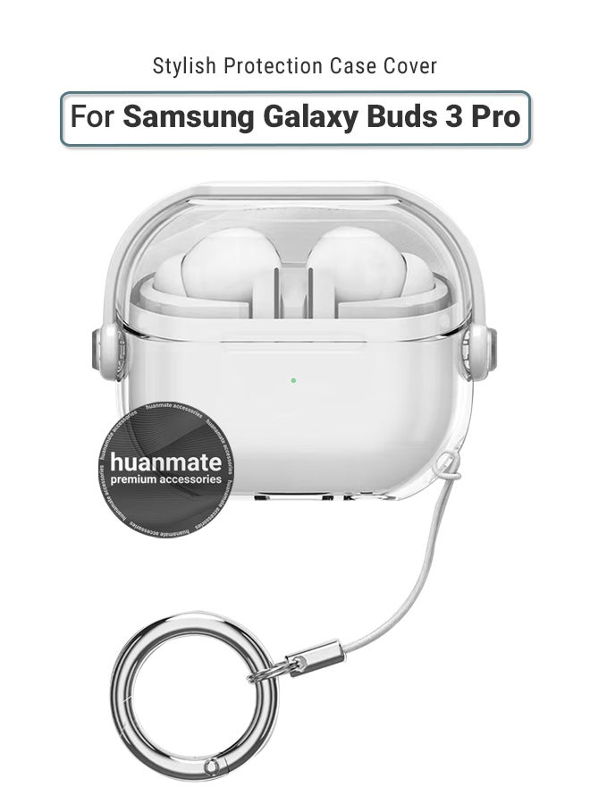 huanmate Samsung Galaxy Buds 3 Pro Premium Protection Case Cover - Clear/White - Lightweight, Stylish Design, Accurate Cut-outs - Easy to Install & Remove - Durable Shield for Your Samsung Galaxy Buds 3 Pro - Image 1