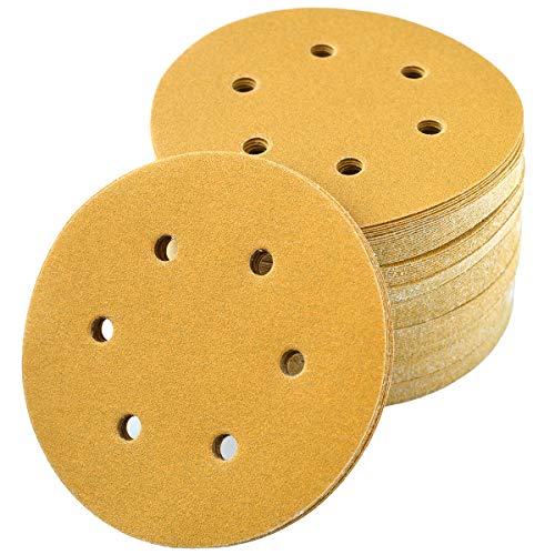 Aiyard 6-Inch 6-Hole Hook and Loop Sanding Discs 150-Grit, Random Orbital Sandpaper for Automotive and Woodworking, 100-Pack - Image 1