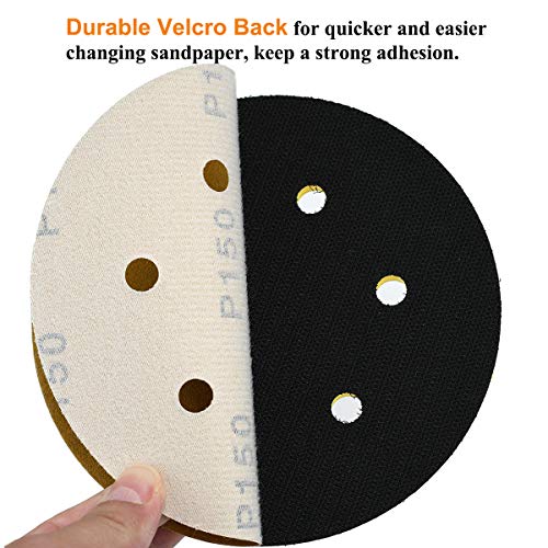 Aiyard 6-Inch 6-Hole Hook and Loop Sanding Discs 150-Grit, Random Orbital Sandpaper for Automotive and Woodworking, 100-Pack - Image 4