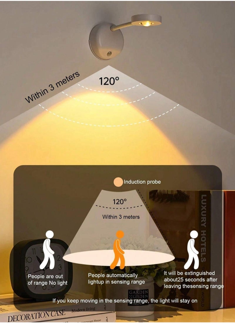 Motion Sensor Wall Light - Rechargeable, Touch Control, Dual-Use Wall/Desk Lamp with Adjustable Brightness and Color Temperature,Suitable for Art Galleries, Bedrooms, and Corridors.