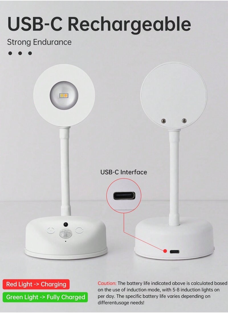 Motion Sensor Wall Light - Rechargeable, Touch Control, Dual-Use Wall/Desk Lamp with Adjustable Brightness and Color Temperature,Suitable for Art Galleries, Bedrooms, and Corridors.
