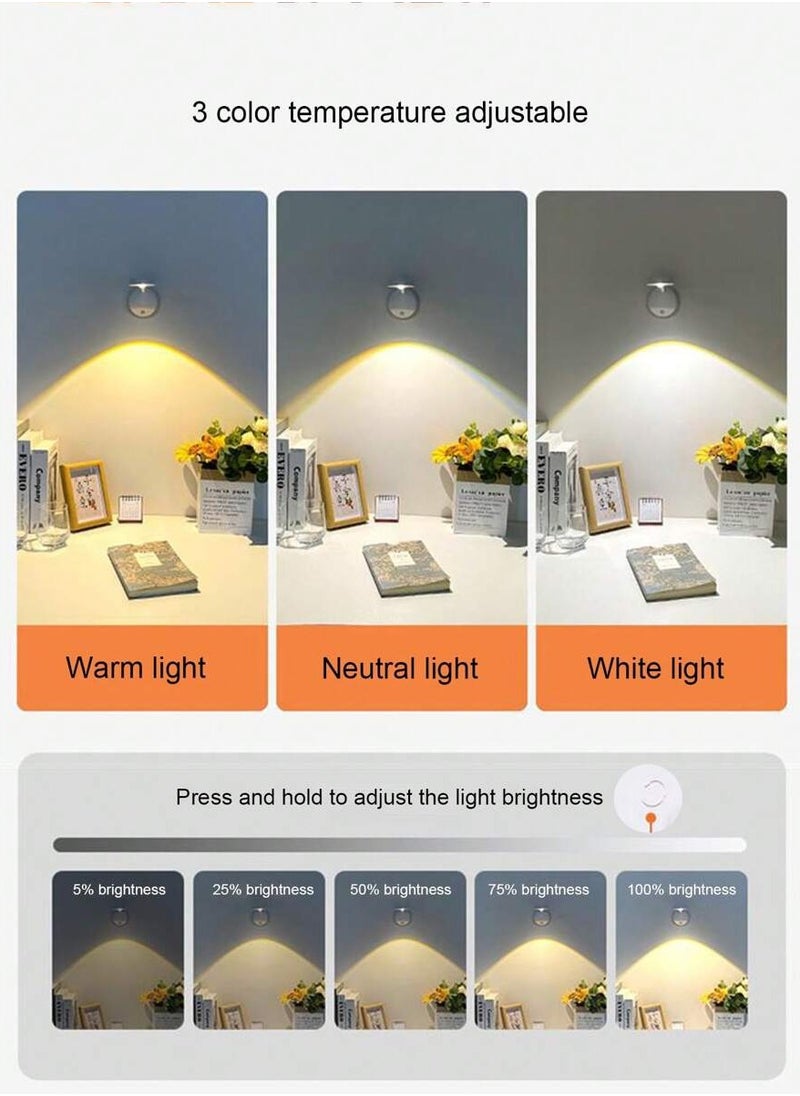Motion Sensor Wall Light - Rechargeable, Touch Control, Dual-Use Wall/Desk Lamp with Adjustable Brightness and Color Temperature,Suitable for Art Galleries, Bedrooms, and Corridors.