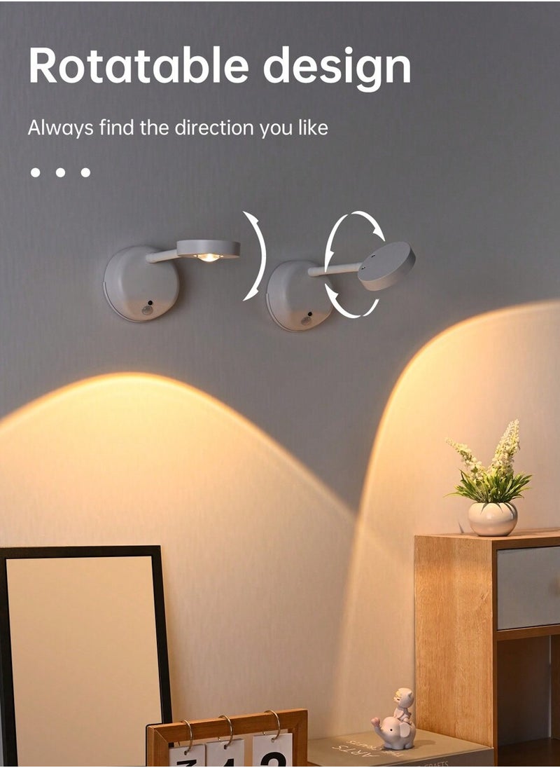 Motion Sensor Wall Light - Rechargeable, Touch Control, Dual-Use Wall/Desk Lamp with Adjustable Brightness and Color Temperature,Suitable for Art Galleries, Bedrooms, and Corridors.