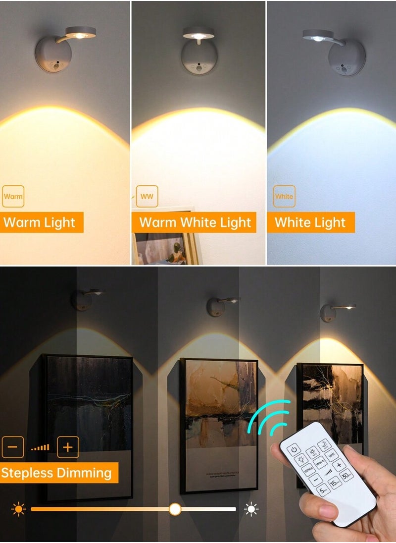 Motion Sensor Wall Light - Rechargeable, Touch Control, Dual-Use Wall/Desk Lamp with Adjustable Brightness and Color Temperature,Suitable for Art Galleries, Bedrooms, and Corridors.