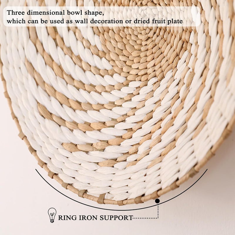 Dimpola 7 Pack Boho Wall Basket Decor - Seagrass Rattan Wicker Wall Decor Round Handmade Hanging Rustic Flat Elegant Wall Art for Farmhouse Living Rooms Bedrooms Display Table Settings Kitchen Home - Image 5