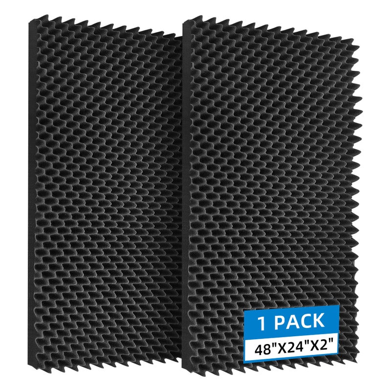 Geynnple 1 Pack Sound Proof Foam Panels |48"Ã—24"Ã—2" Quick-Recovery Soundproof Wall Panels | High Density Sound Dampening Panels for Home Studio,(Black) - Image 1