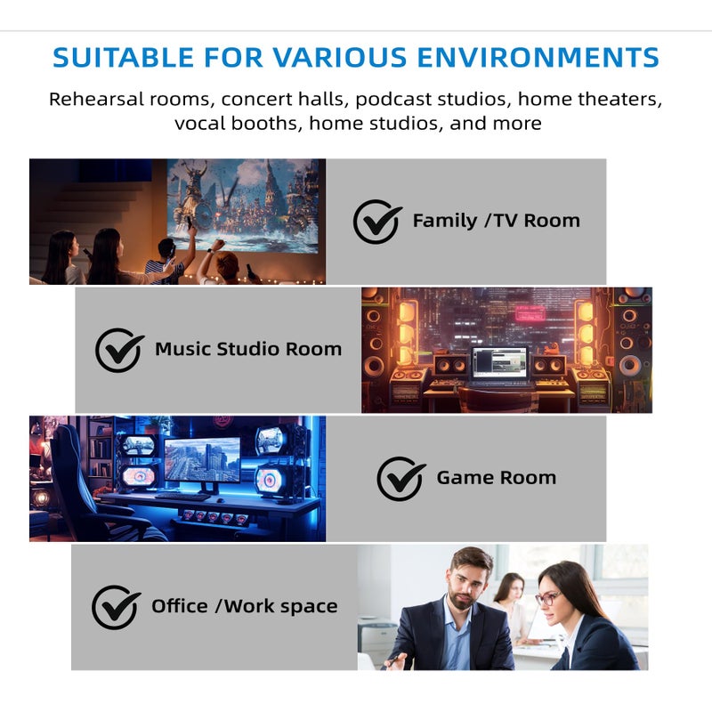Geynnple 1 Pack Sound Proof Foam Panels |48"Ã—24"Ã—2" Quick-Recovery Soundproof Wall Panels | High Density Sound Dampening Panels for Home Studio,(Black) - Image 5